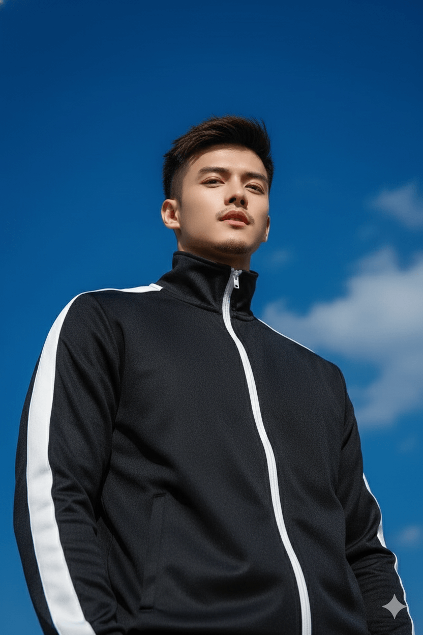 Confident man in blue sky