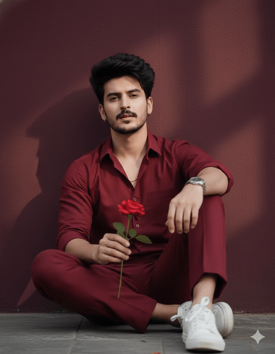 Solid deep wine-colored wall