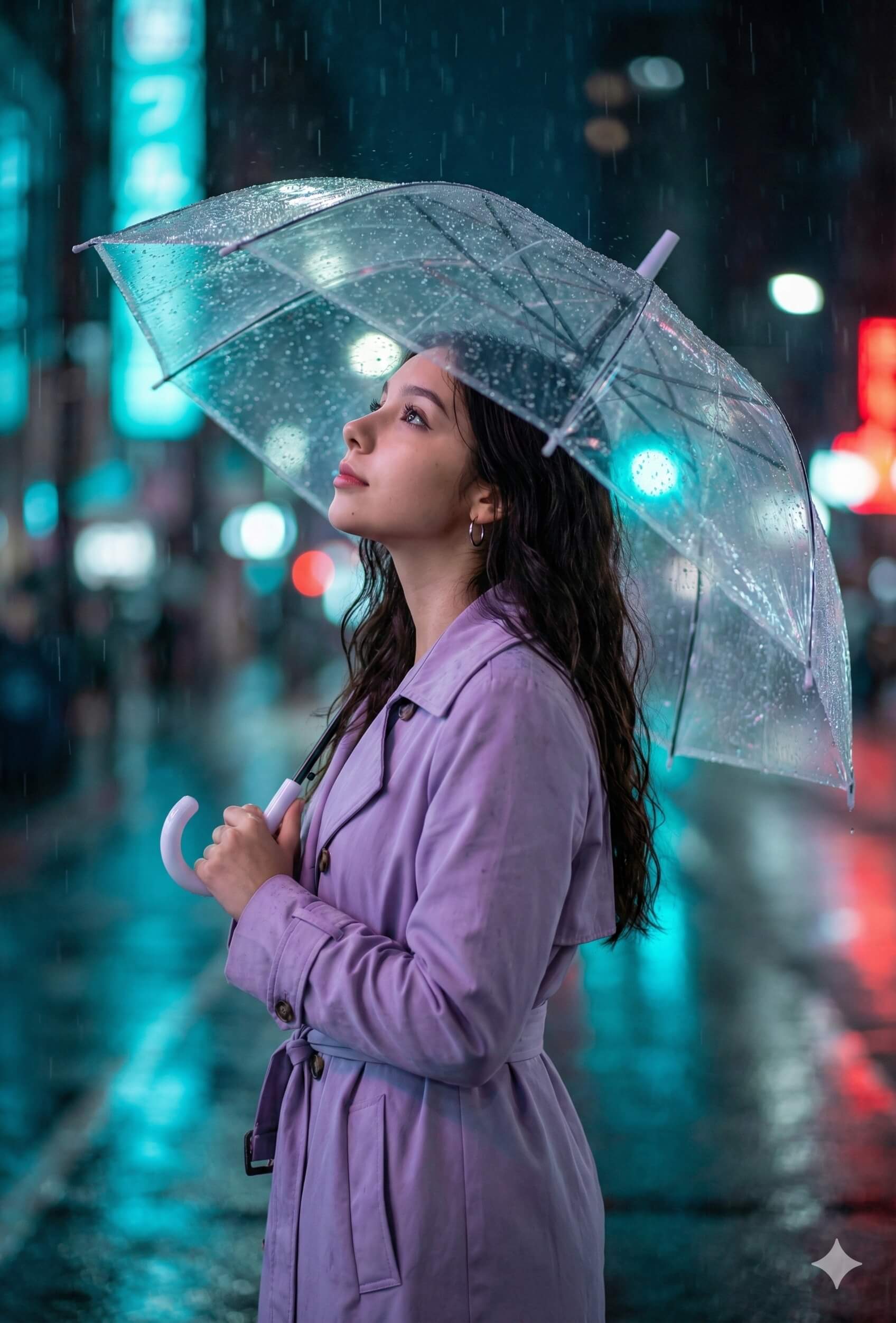 Purple Coat Under Citylight